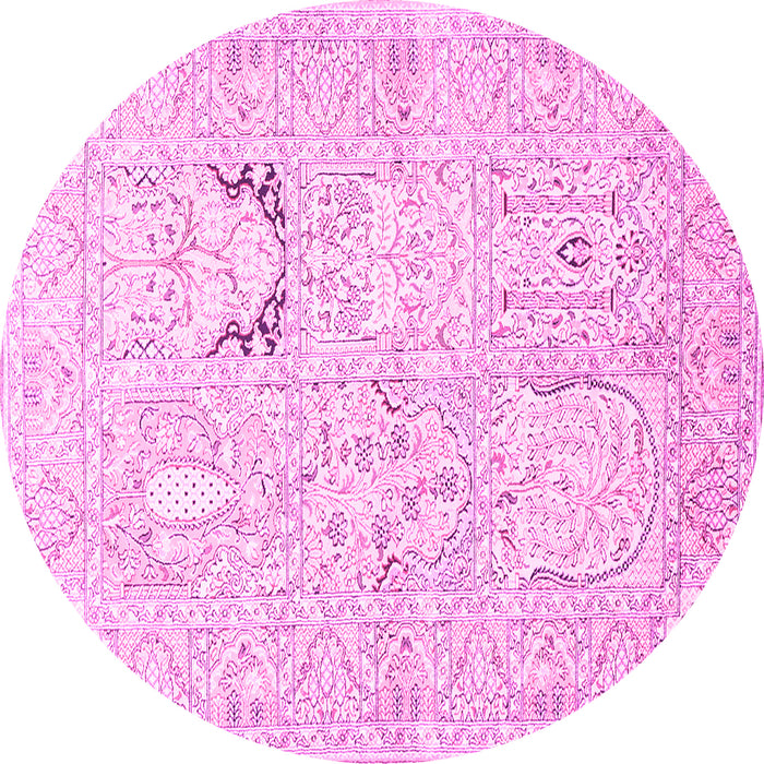 Round Machine Washable Animal Pink Traditional Rug, wshtr1027pnk
