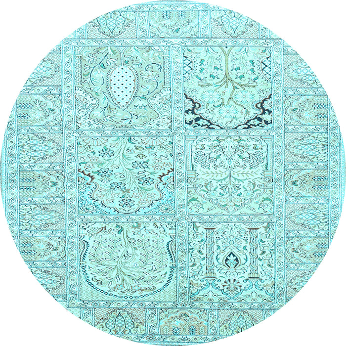 Round Machine Washable Animal Light Blue Traditional Rug, wshtr1027lblu