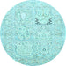 Round Machine Washable Animal Light Blue Traditional Rug, wshtr1027lblu