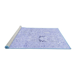 Sideview of Machine Washable Animal Blue Traditional Rug, wshtr1027blu