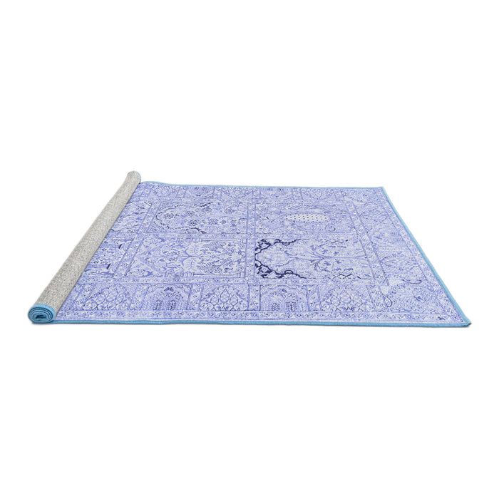 Sideview of Machine Washable Animal Blue Traditional Rug, wshtr1027blu