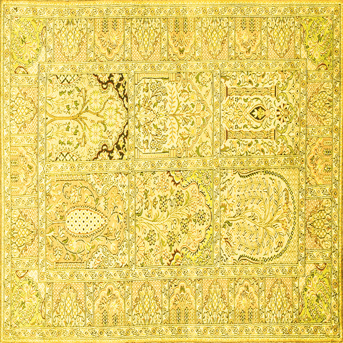 Square Animal Yellow Traditional Rug, tr1027yw