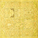 Square Animal Yellow Traditional Rug, tr1027yw