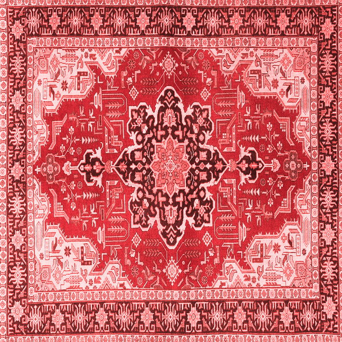 Machine Washable Medallion Red Traditional Rug, wshtr1028red