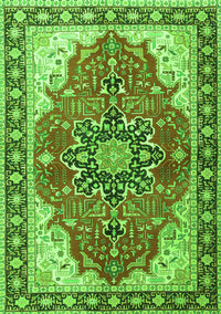 Medallion Green Traditional Rug, tr1028grn