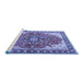 Sideview of Machine Washable Medallion Blue Traditional Rug, wshtr1028blu