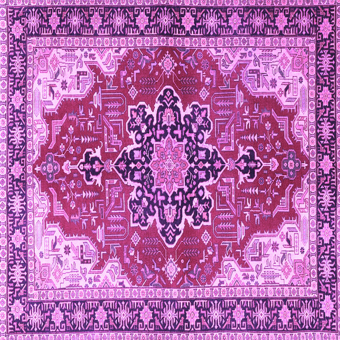 Square Machine Washable Medallion Purple Traditional Area Rugs, wshtr1028pur