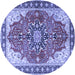 Round Medallion Blue Traditional Rug, tr1028blu