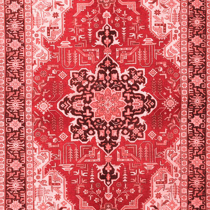 Machine Washable Medallion Red Traditional Rug, wshtr1028red