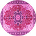 Round Medallion Pink Traditional Rug, tr1028pnk