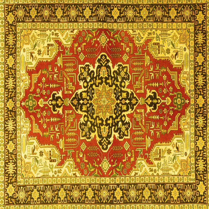 Square Medallion Yellow Traditional Rug, tr1028yw