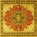 Square Medallion Yellow Traditional Rug, tr1028yw