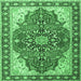 Square Medallion Emerald Green Traditional Rug, tr1028emgrn