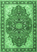 Machine Washable Medallion Emerald Green Traditional Area Rugs, wshtr1028emgrn