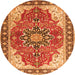 Square Medallion Orange Traditional Rug, tr1028org