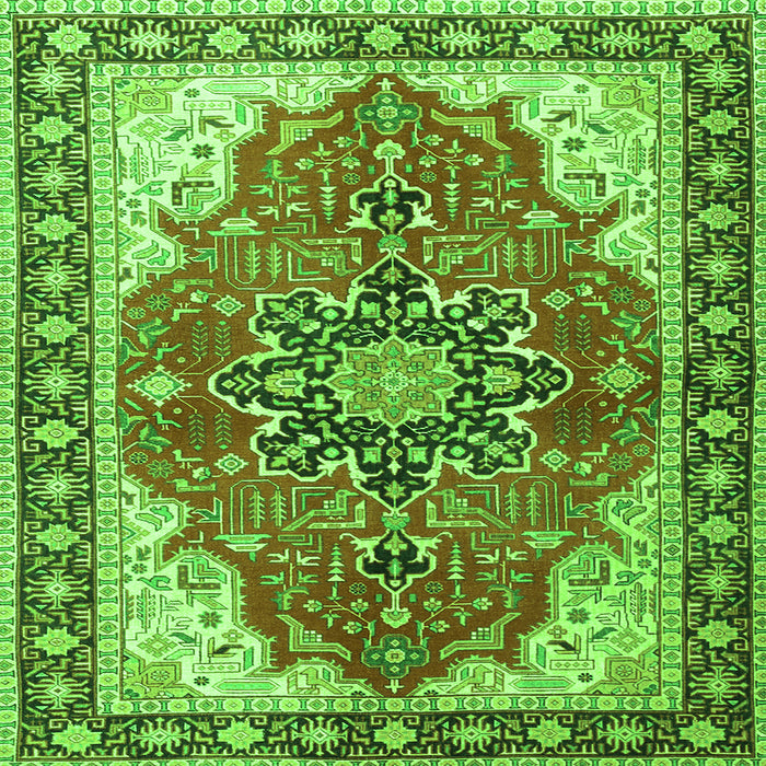 Serging Thickness of Medallion Green Traditional Rug, tr1028grn