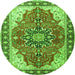 Machine Washable Medallion Green Traditional Area Rugs, wshtr1028grn