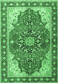 Medallion Emerald Green Traditional Rug, tr1028emgrn