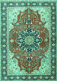 Medallion Turquoise Traditional Rug, tr1028turq