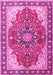 Machine Washable Medallion Pink Traditional Rug, wshtr1028pnk