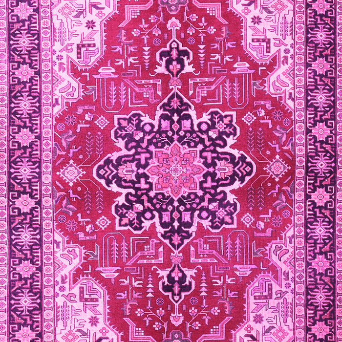 Machine Washable Medallion Pink Traditional Rug, wshtr1028pnk