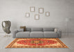 Machine Washable Medallion Orange Traditional Area Rugs in a Living Room, wshtr1028org