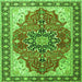 Round Machine Washable Medallion Green Traditional Area Rugs, wshtr1028grn