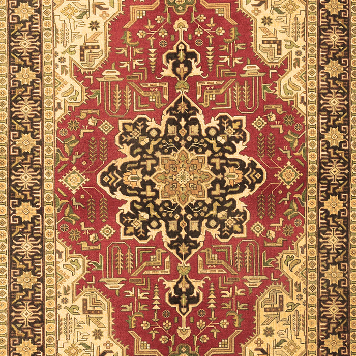 Machine Washable Medallion Brown Traditional Rug, wshtr1028brn