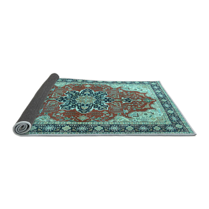 Sideview of Medallion Light Blue Traditional Rug, tr1028lblu