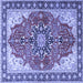 Square Medallion Blue Traditional Rug, tr1028blu