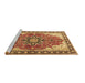 Sideview of Machine Washable Medallion Brown Traditional Rug, wshtr1028brn