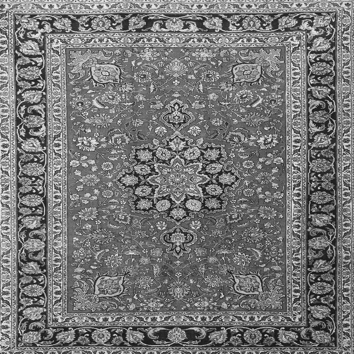 Round Machine Washable Medallion Gray Traditional Rug, wshtr1029gry