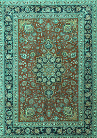 Medallion Turquoise Traditional Rug, tr1029turq