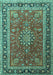 Medallion Turquoise Traditional Rug, tr1029turq