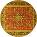 Round Medallion Yellow Traditional Rug, tr1029yw