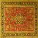 Square Medallion Yellow Traditional Rug, tr1029yw