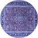 Round Medallion Blue Traditional Rug, tr1029blu