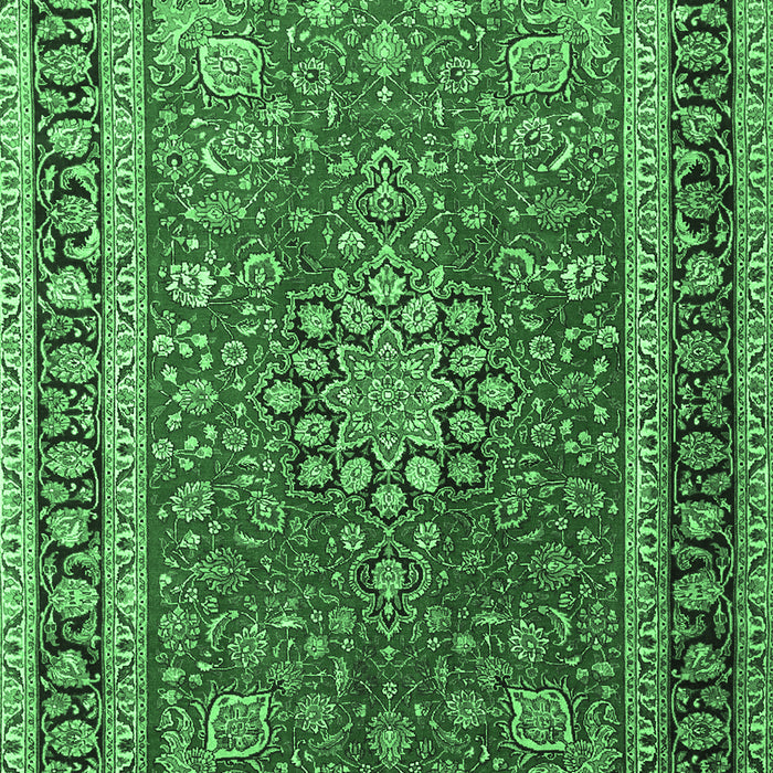 Machine Washable Medallion Emerald Green Traditional Area Rugs, wshtr1029emgrn