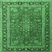 Square Machine Washable Medallion Emerald Green Traditional Area Rugs, wshtr1029emgrn