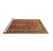 Sideview of Machine Washable Medallion Brown Traditional Rug, wshtr1029brn