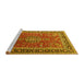 Sideview of Machine Washable Medallion Yellow Traditional Rug, wshtr1029yw