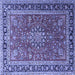 Square Medallion Blue Traditional Rug, tr1029blu