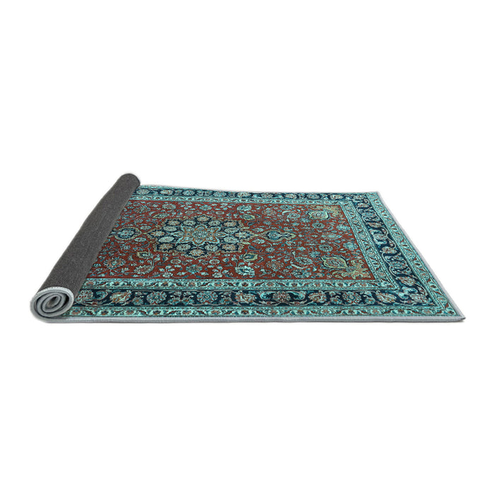 Sideview of Medallion Light Blue Traditional Rug, tr1029lblu