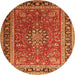 Square Medallion Orange Traditional Rug, tr1029org