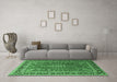 Machine Washable Medallion Emerald Green Traditional Area Rugs in a Living Room,, wshtr1029emgrn