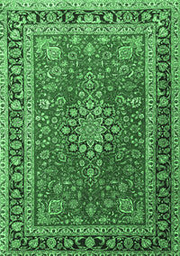 Medallion Emerald Green Traditional Rug, tr1029emgrn