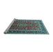 Sideview of Machine Washable Medallion Light Blue Traditional Rug, wshtr1029lblu