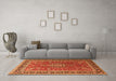 Machine Washable Medallion Orange Traditional Area Rugs in a Living Room, wshtr1029org