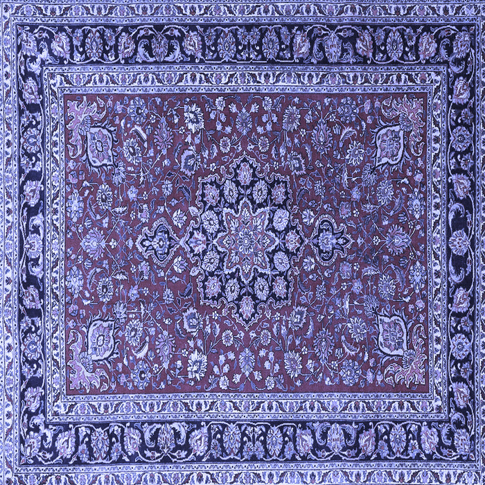 Square Machine Washable Medallion Blue Traditional Rug, wshtr1029blu
