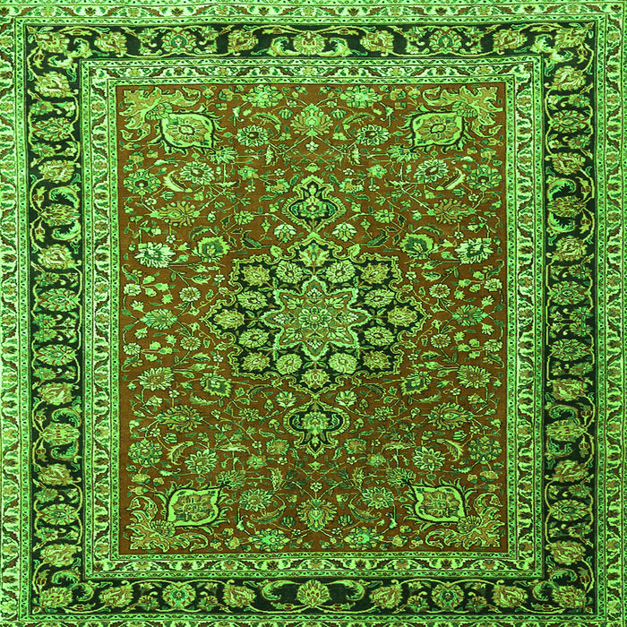 Round Machine Washable Medallion Green Traditional Area Rugs, wshtr1029grn